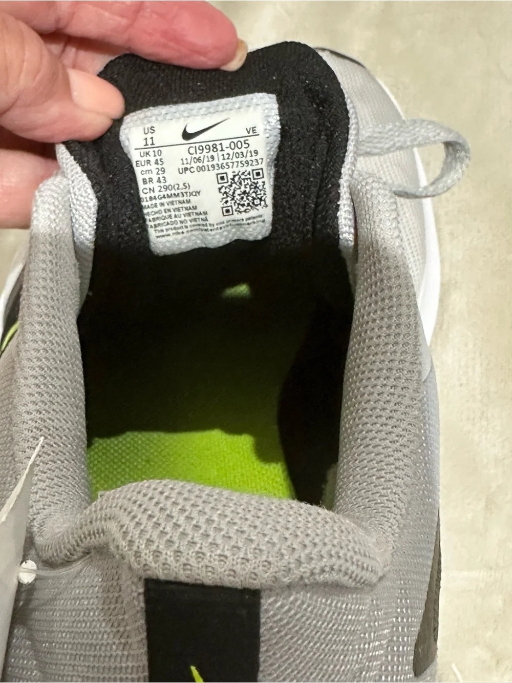 Mens Nike Downshifter Athletic Shoe White, Black & Neon Green